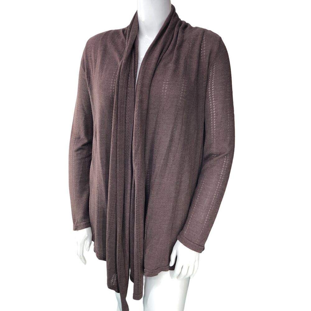 Fresh Produce Womens Size Med Large Sweater Brown Knit Cardigan Open USA Made